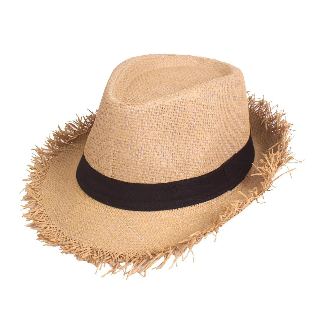 Next-Generation Frayed Edge Trilby Straw Hat Premium Material