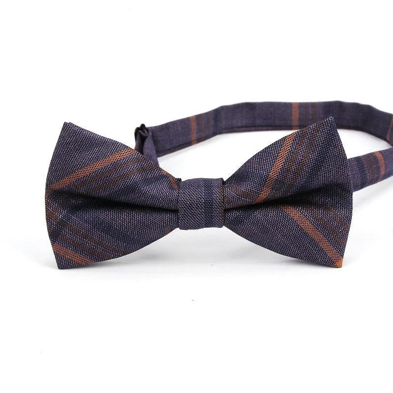 Natural Plaid Cotton Bowtie Pre-Tied Clean