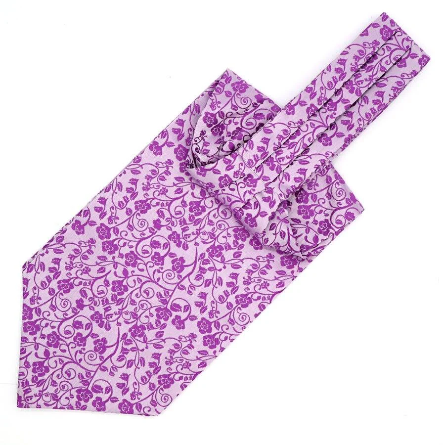 Natural Floral Jacquard Solid Ascot Tie Premium Material