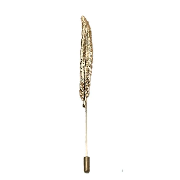 Reusable Gold-Tone Feather Lapel Pin Flexible
