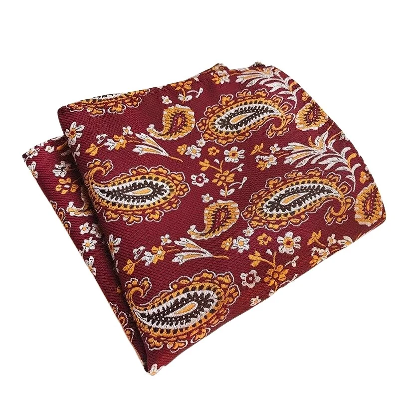 Convenient Small Teardrop Jacquard Paisley Silk Pocket Square Natural
