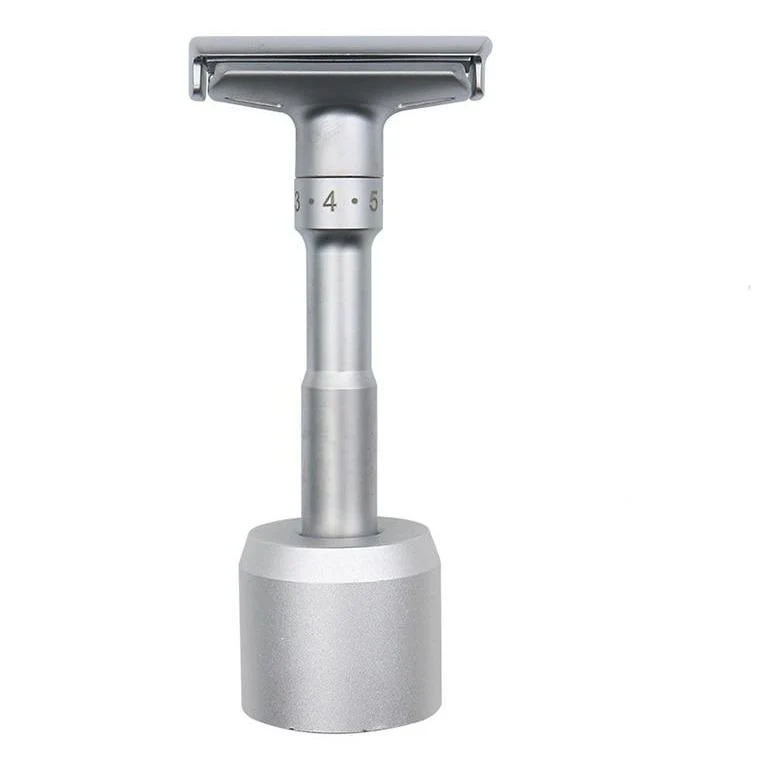 Premium Adjustable Double Edge Safety Razor With Stand Blades Secure