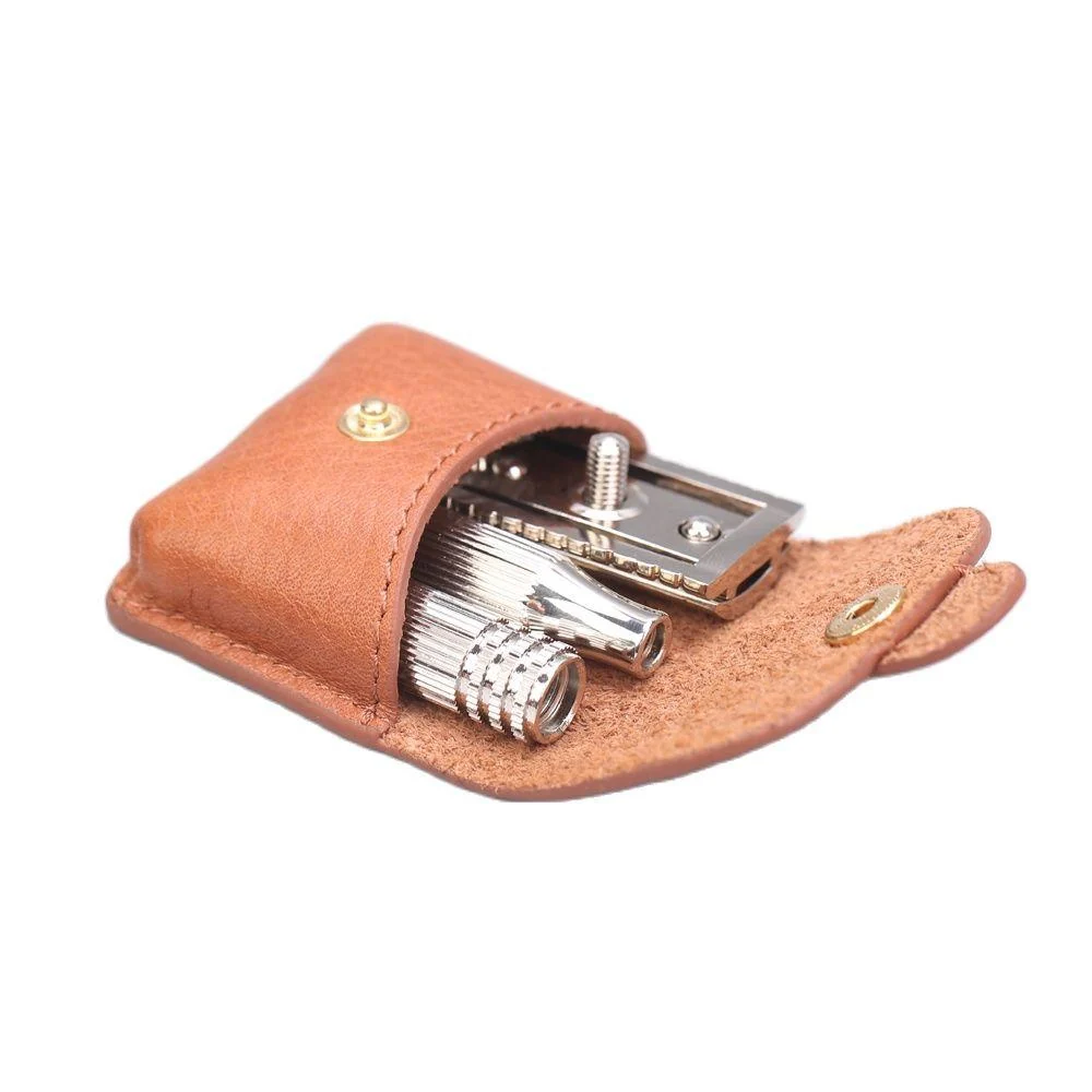 Breathable Travel Safety Razor With Vintage Leather Pouch Set Unique