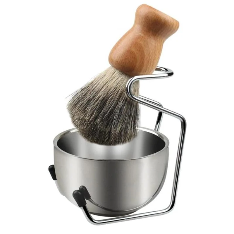 Quality Stainless Steel Shaving Bowl Brush Stand Set Recyclable