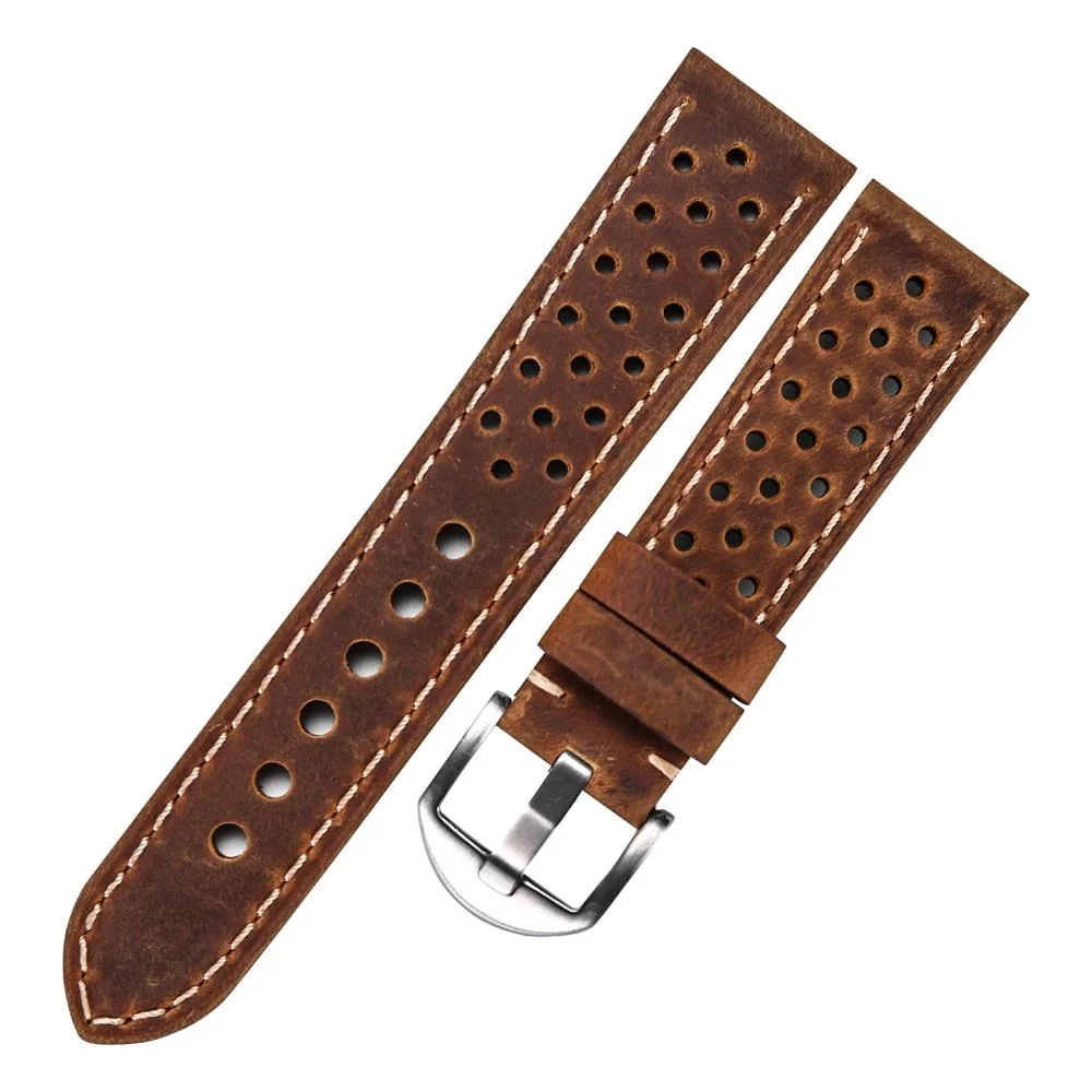 Specialty Isidore Porous Leather Rally Watch Strap With Tang buckle Verified