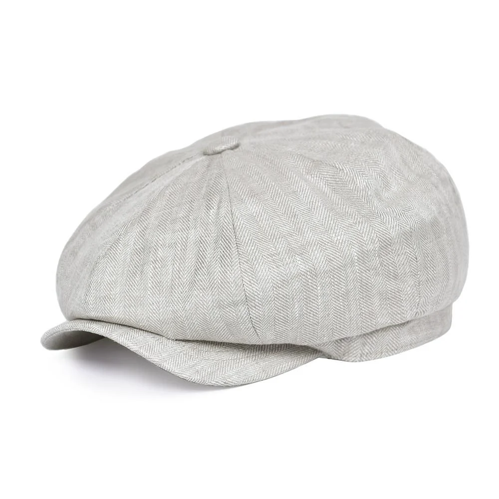Breathable Herringbone Lino Newsboy Gorra Versatile