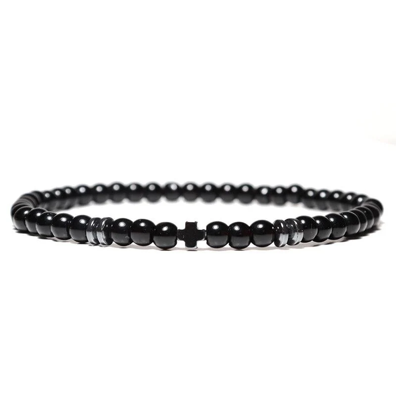 Specialty Flavio Pulsera minimalista de cuentas Hematit Luxury