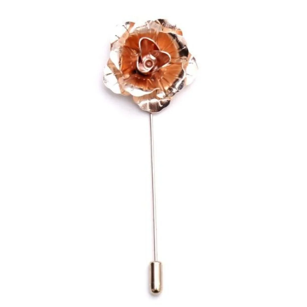Easy-to-Use Alfiler de solapa de metal con flor de rosa Detailed