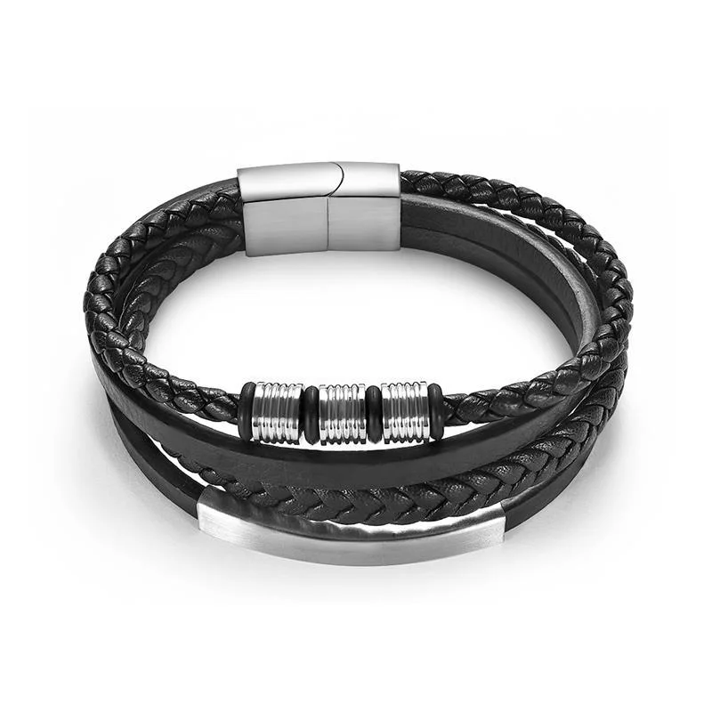 Minimalist Roger Pulsera tejida de cuero multicapa Certified