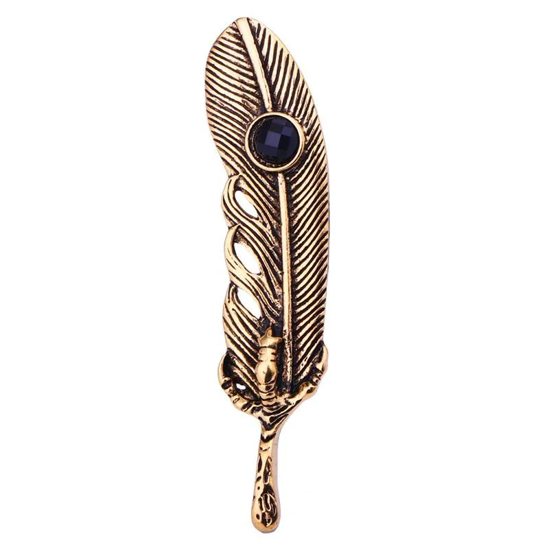 Sustainable Alfiler de solapa de pluma de metal antiguo Excellent