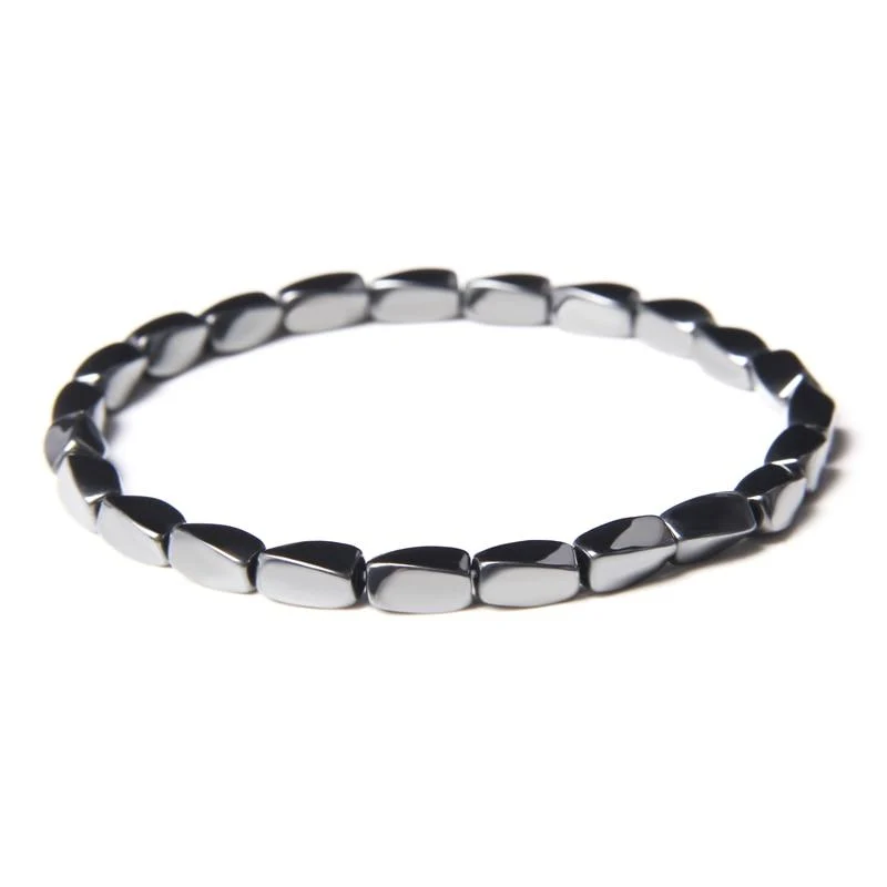 Recyclable Pulsera geométrica de cuentas de hematites Functional