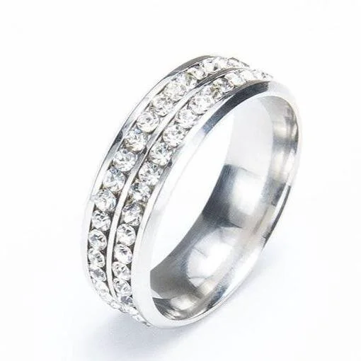 Responsible Anillo de corbata de cristal plateado Practical