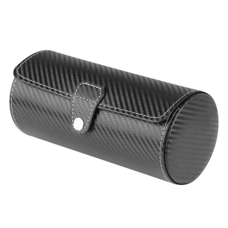 Reusable Noah Carbon Look 3 Slots Watch Roll Case Trendy