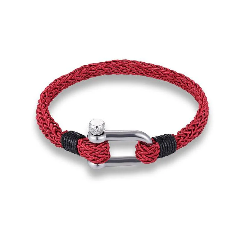Artisan Primo Pulsera de plata con grillete en forma de U y cuerda maciza Comfortable