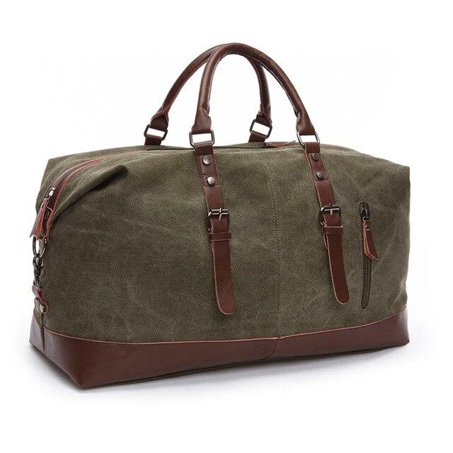 World-Class Jules Bolsa Weekender de lona y piel Detailed