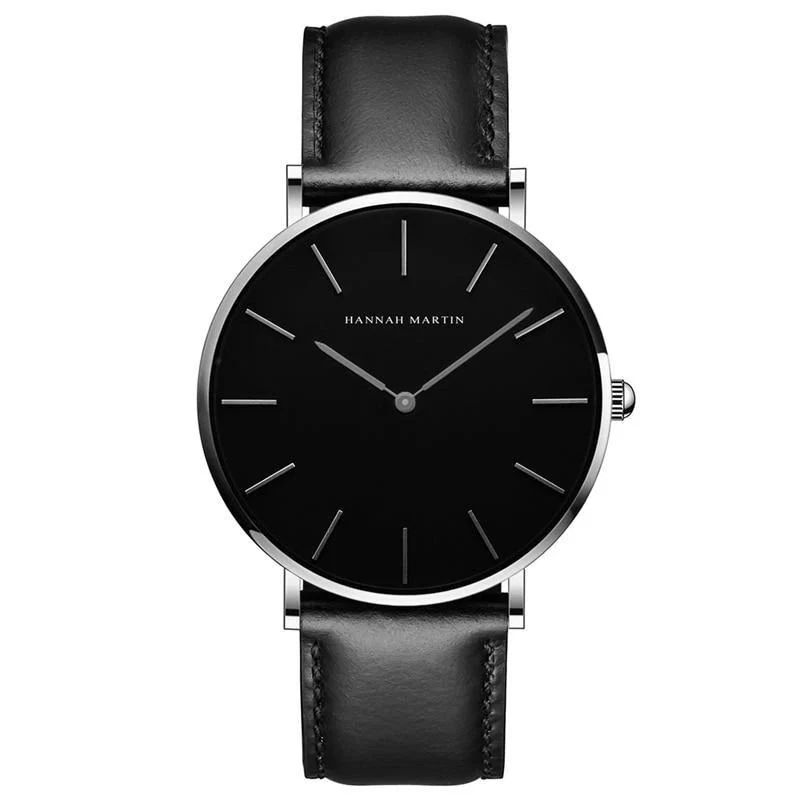 Sustainable Albert Nero Classic Men Watch With Leather Strap Lightweight