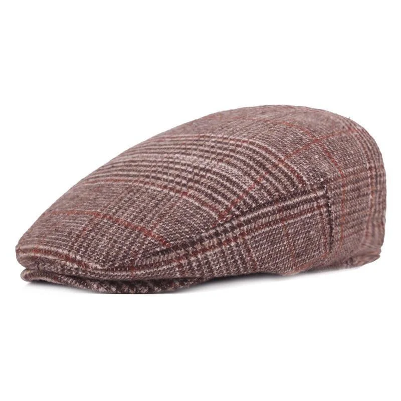 Quality Houndstooth Plaid Wool Ivy Cap Advanced