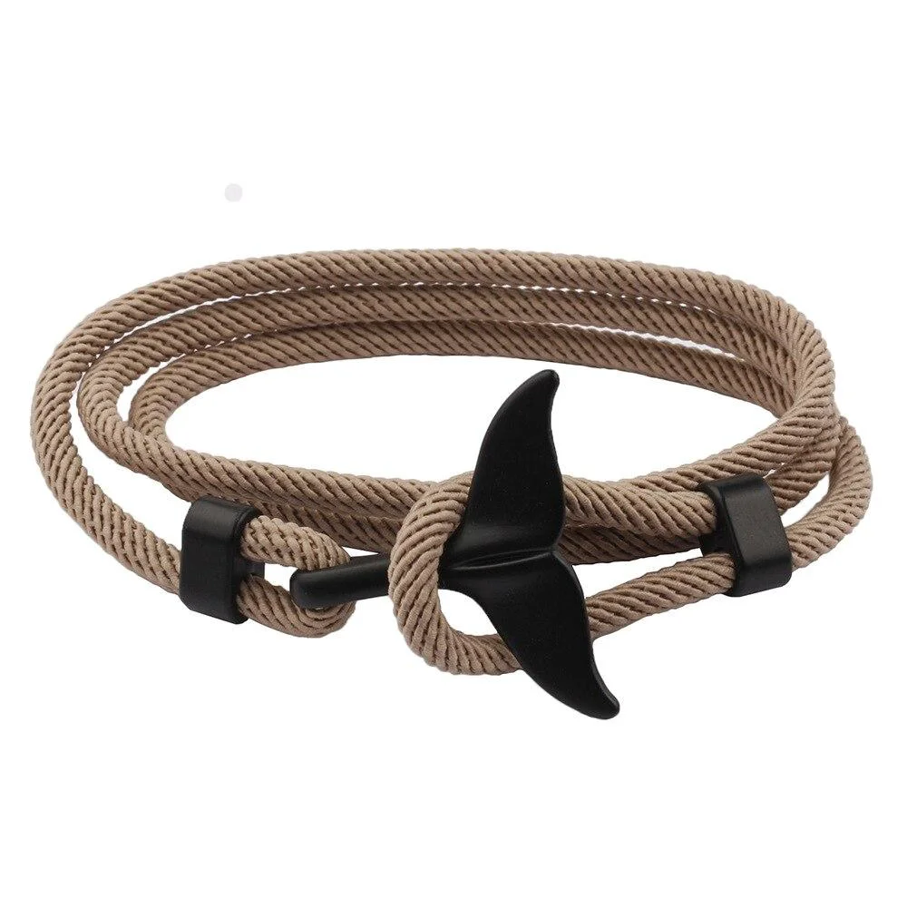 Genuine Black Whale Tail Rope Bracelet Premium