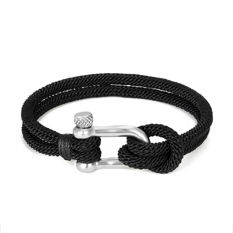Modern Gordi Silver U-Shape Shackle Solid Rope Bracelet Trusted