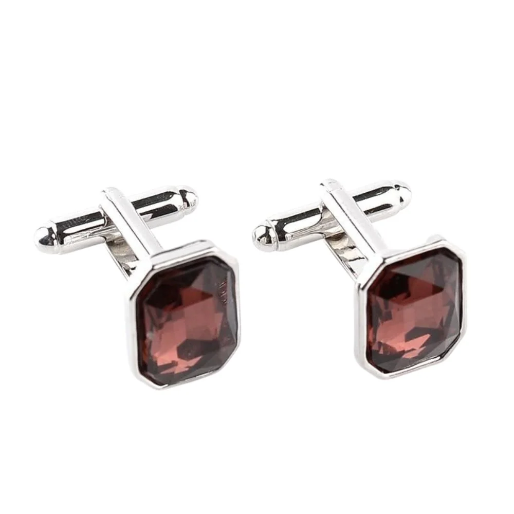 Crafted Rhinestone Silver-Tone Cufflinks Fine