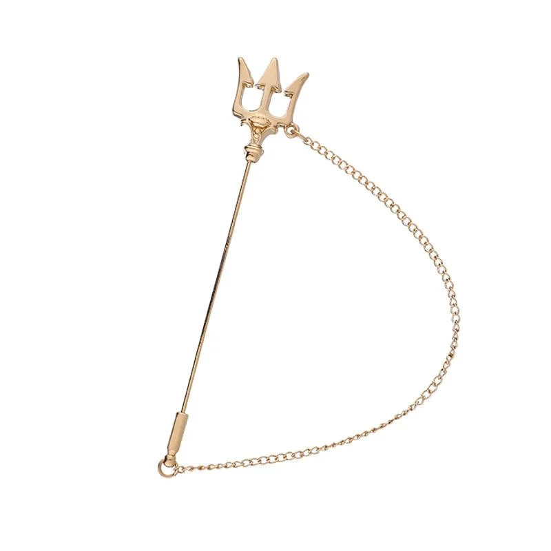 High-Performance Trident Lapel Pin With Chain Artisan