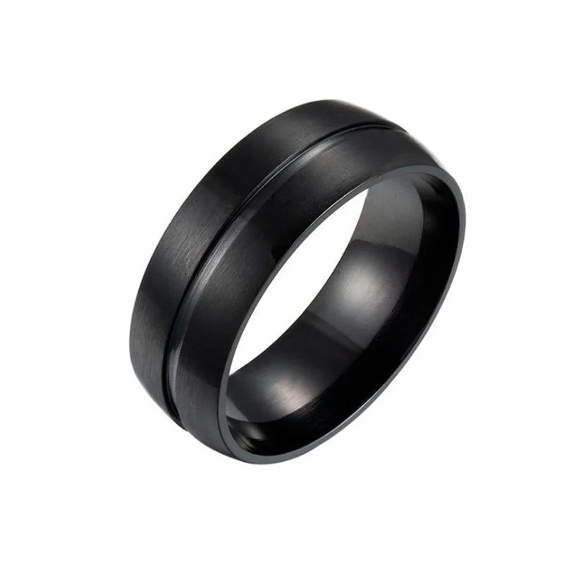 Specialty Matte Black Stainless Steel Ring Genuine