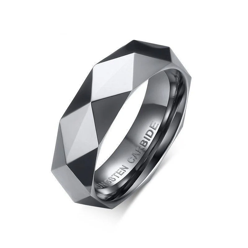 Sustainable Rhombic Tungsten Carbide Ring Gold Certified
