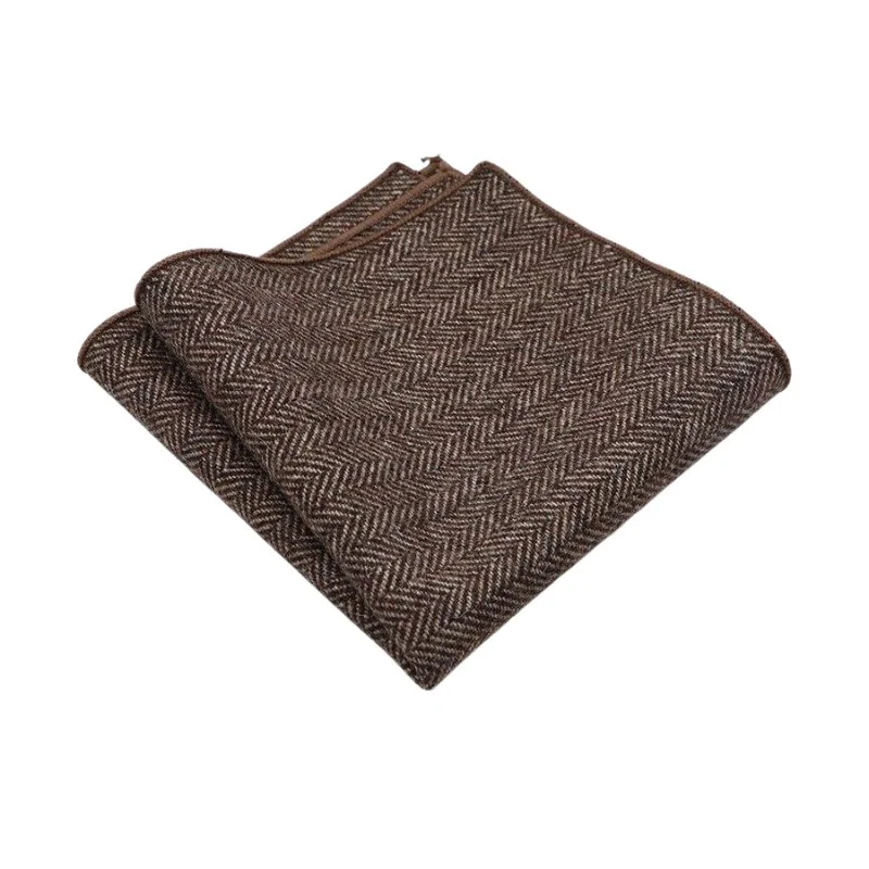 Fine Herringbone Wool Pocket Square Sustainable