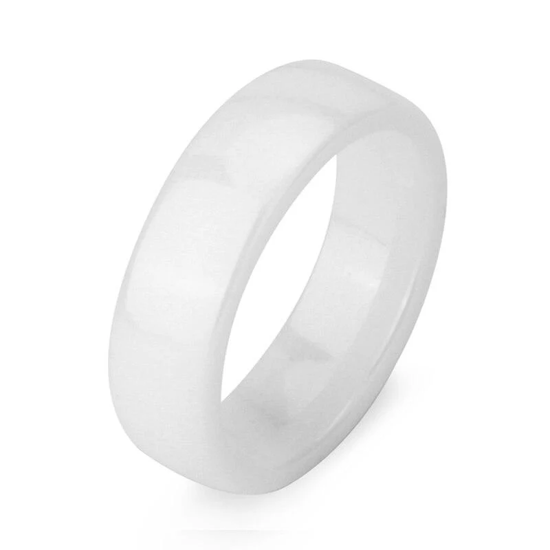 Secure White Smooth Polished Ceramic Ring Soft