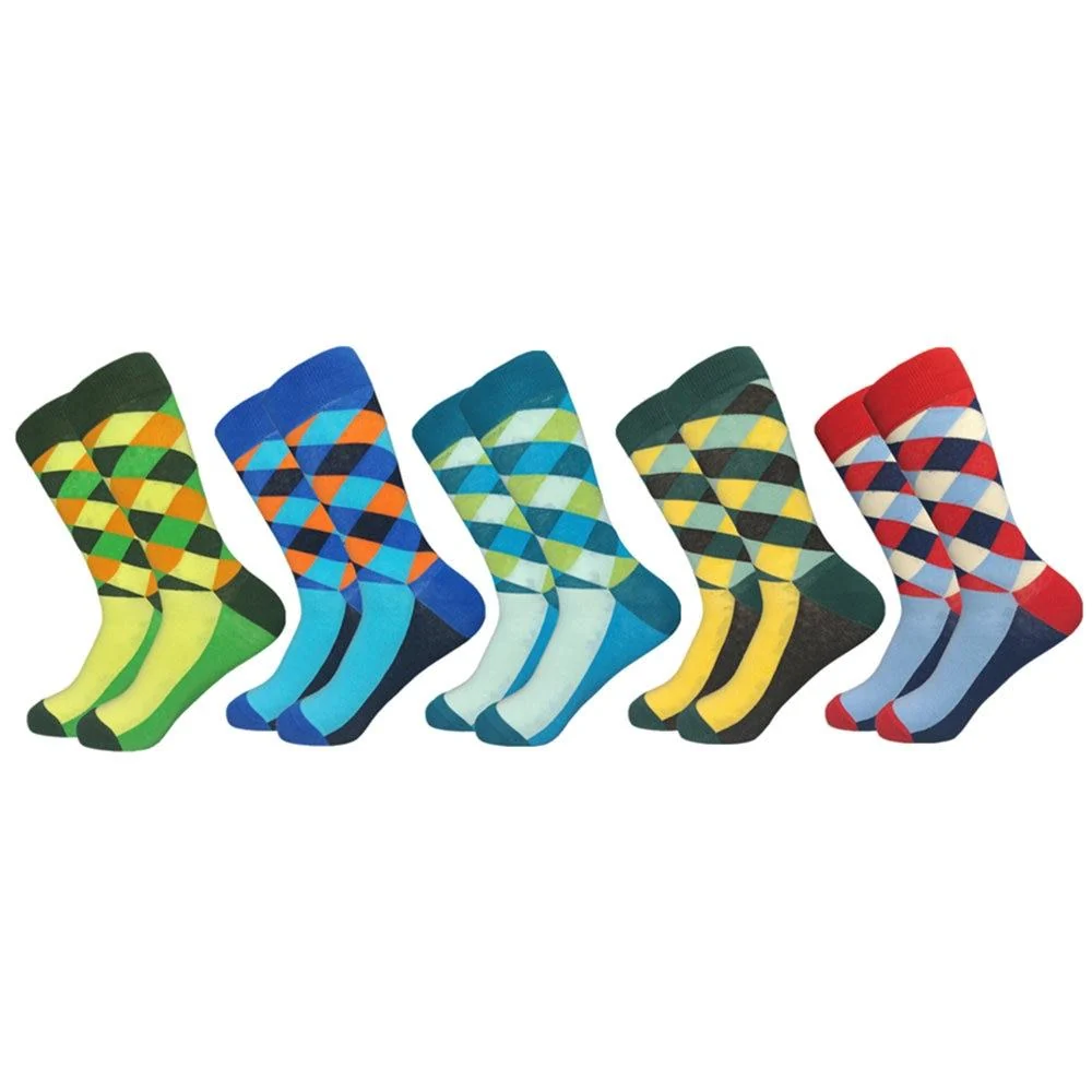 Breathable High Cotton Gingham Casual Socks Set Trendy