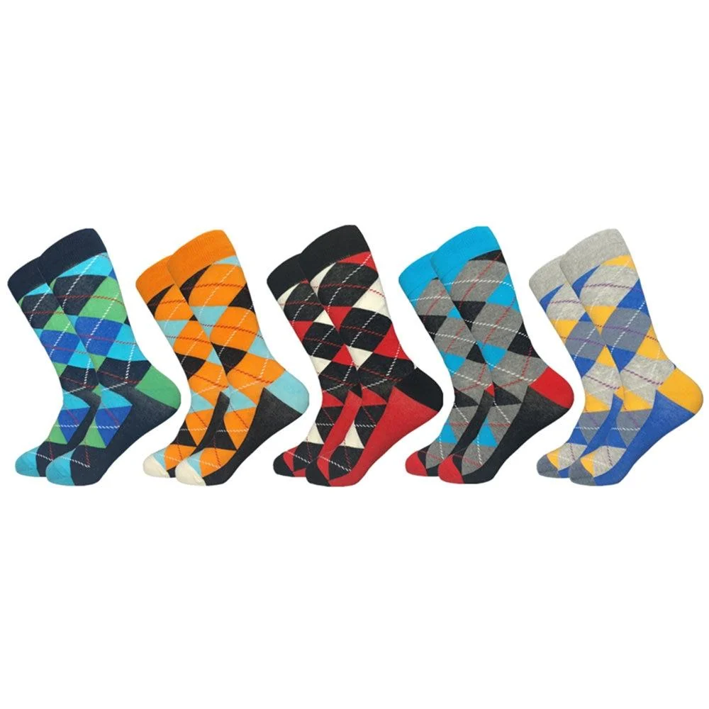 Optimized High Cotton Tartan Plaid Casual Socks Set Detailed