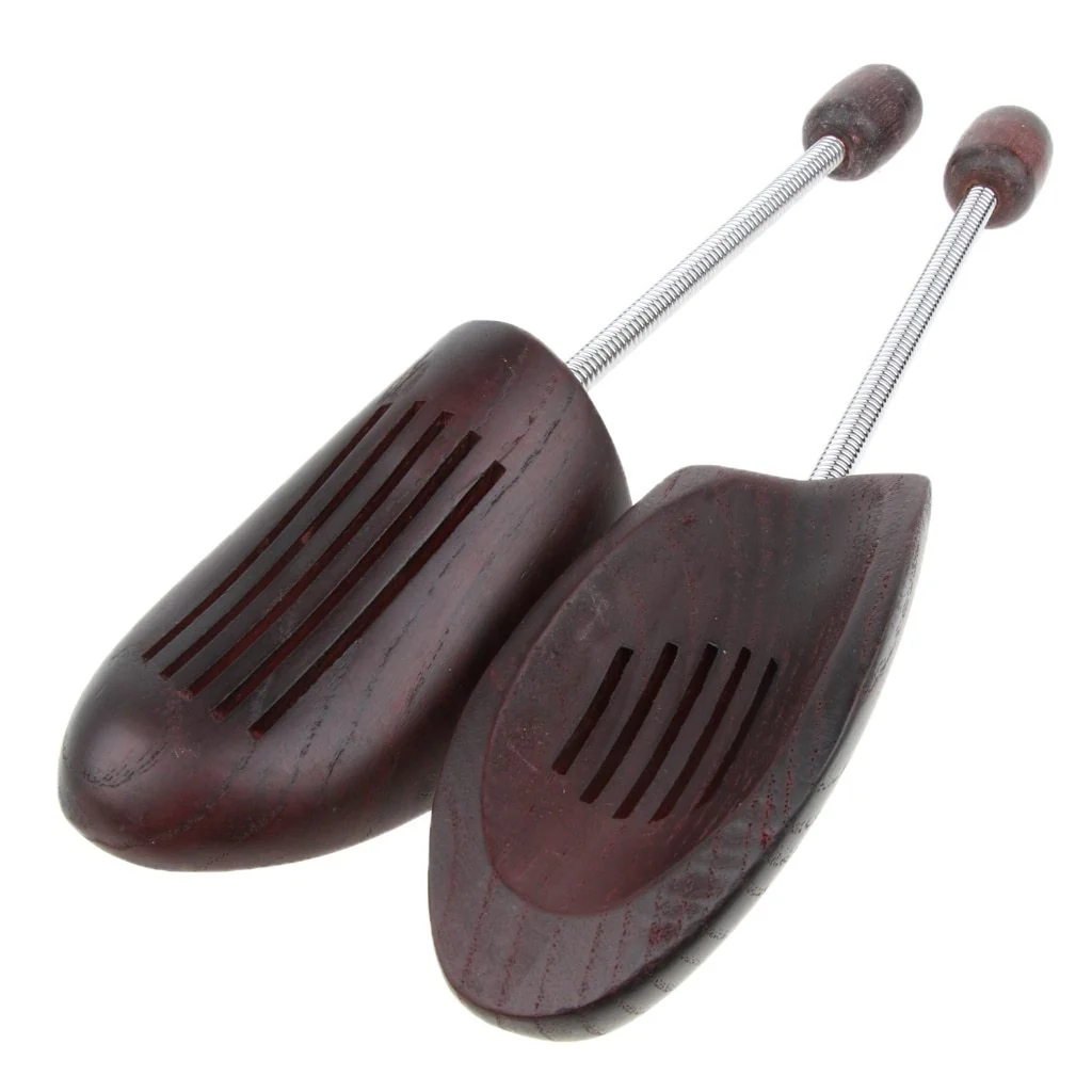 First-Class Elastic Wooden Dark Brown Shoe Tree 1 Pair Trendy