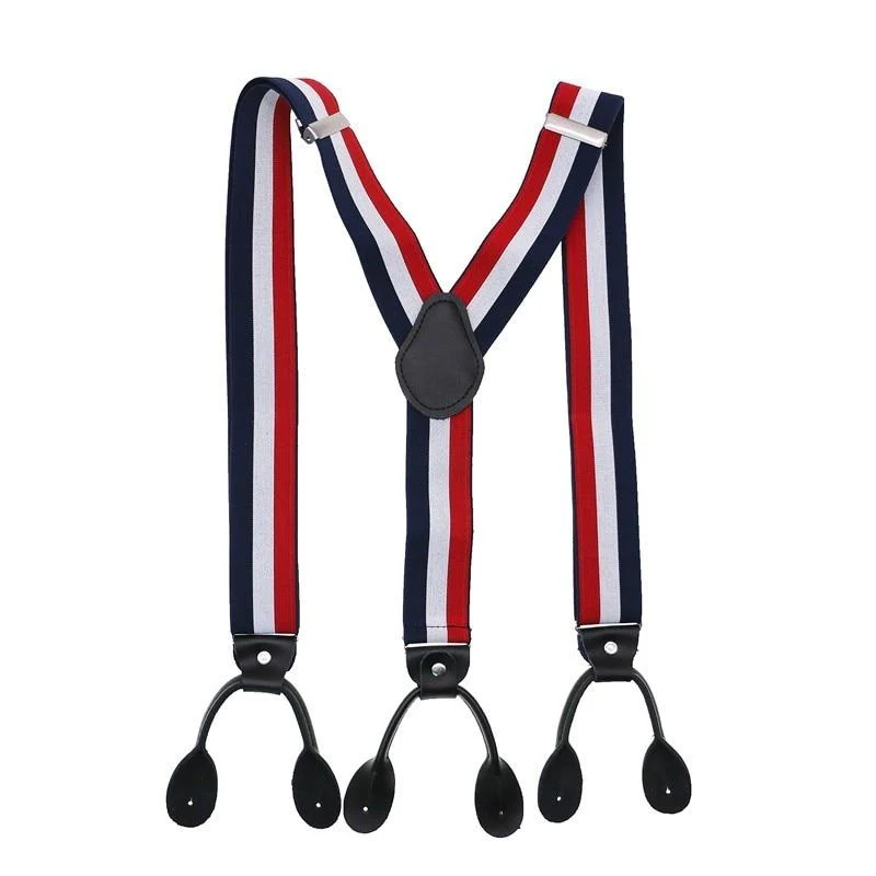 Traditional Hugo Black Leather Button End Tuxedo Suspenders 35mm Fast