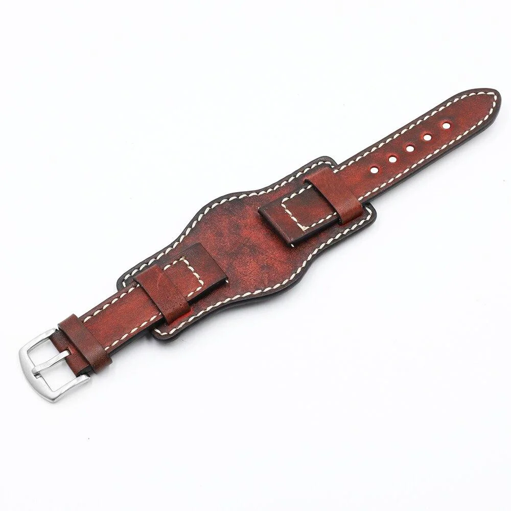 Detailed Alphonse Cow Leather Watch Bund Strap With Tang Buckle Consistent