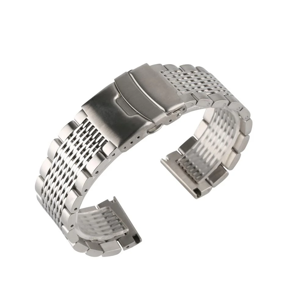 Modern Jules Stainless Steel Bead Of Rice Watch Bracelet With Deployant Clasp Detailed