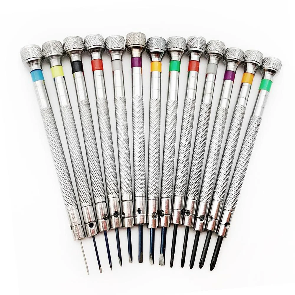 Excellent 13 Pcs Flat Blade Screwdrivers Watch Repair Tool Set 0.6mm-2.0mm Natural