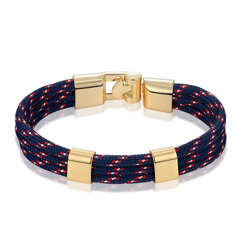 Dependable Gianluigi Nautical Rope Bracelet With Gold-Tone Buckle Minimalist