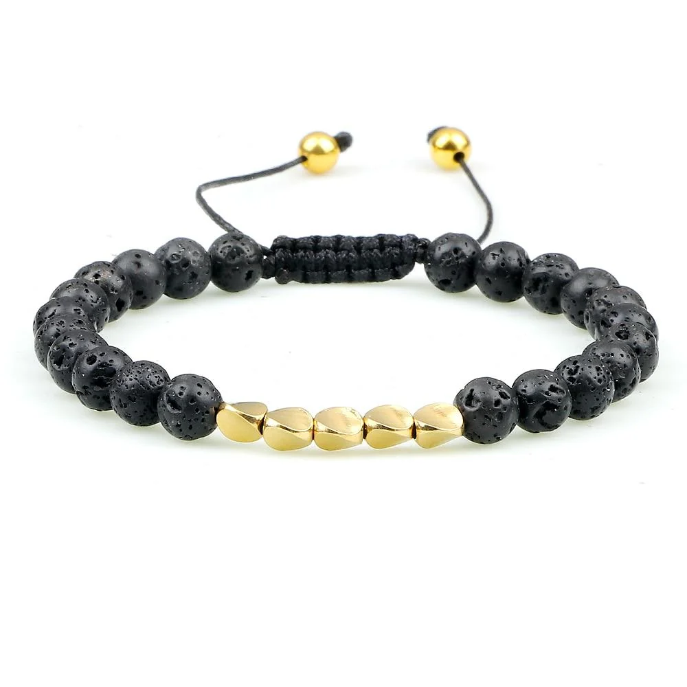 Comfortable Atrani Black Lava Stone Beaded Bracelet Top-Quality