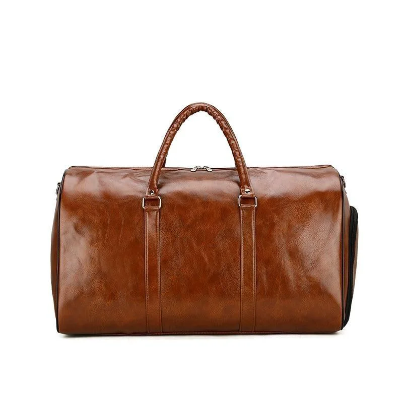 Exclusive Phill Large Capacity Leather Duffel Bag With Shoe Pocket Responsible