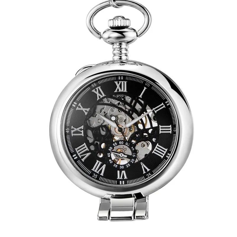 Organic Olaf Orkina Mechanical Skeleton Pocket Watch Silver Elite