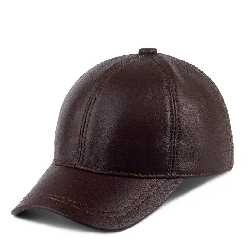 Authentic Sheepskin Leather Baseball Cap High-Grade