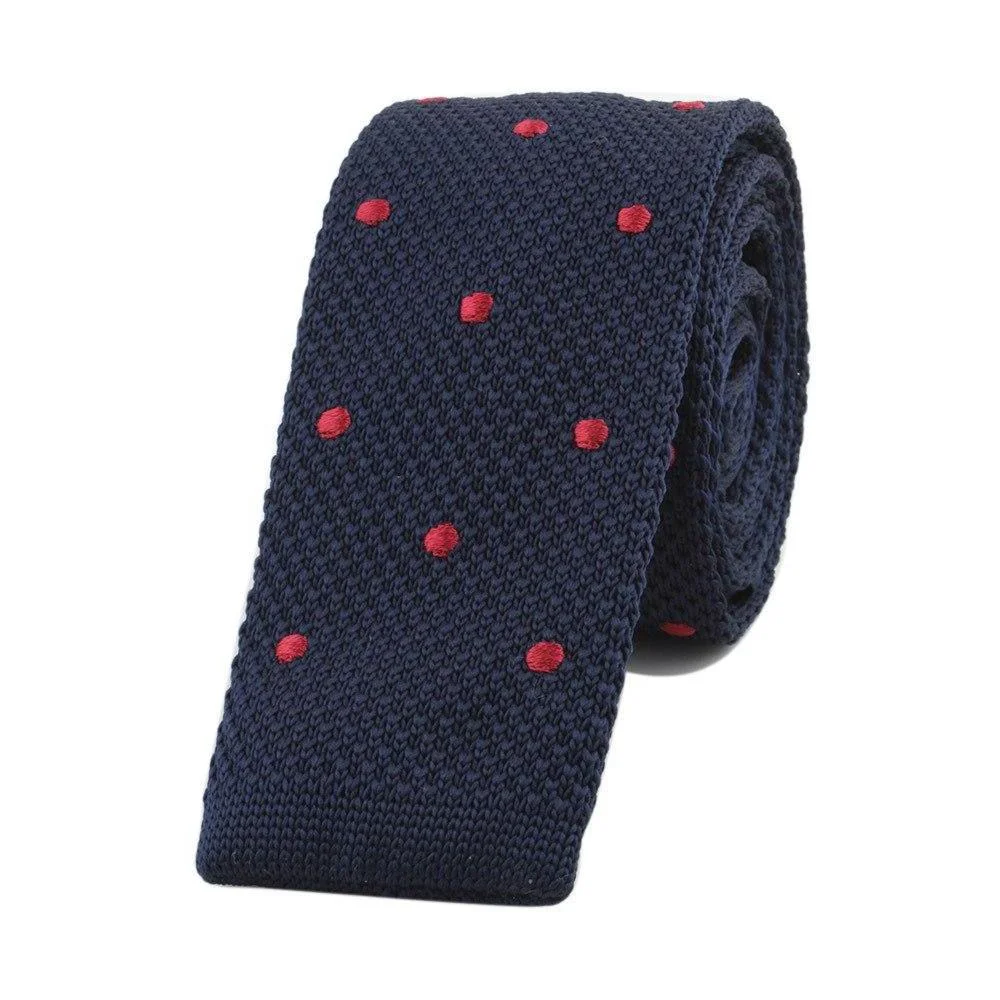 Comfortable Polka Dot Flat End Knitted Tie Certified