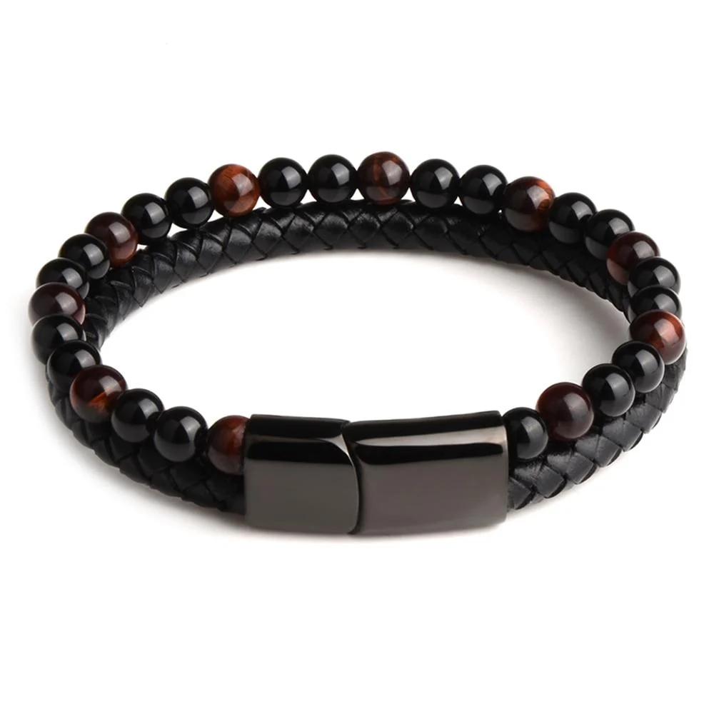 Original Design Natural Stone Leather Beaded Bracelet Premium Material