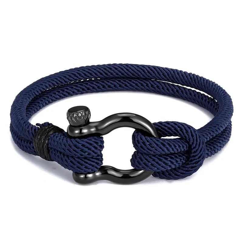 Next-Generation Gordi Dark Horseshoe Shackle Solid Rope Bracelet Pure