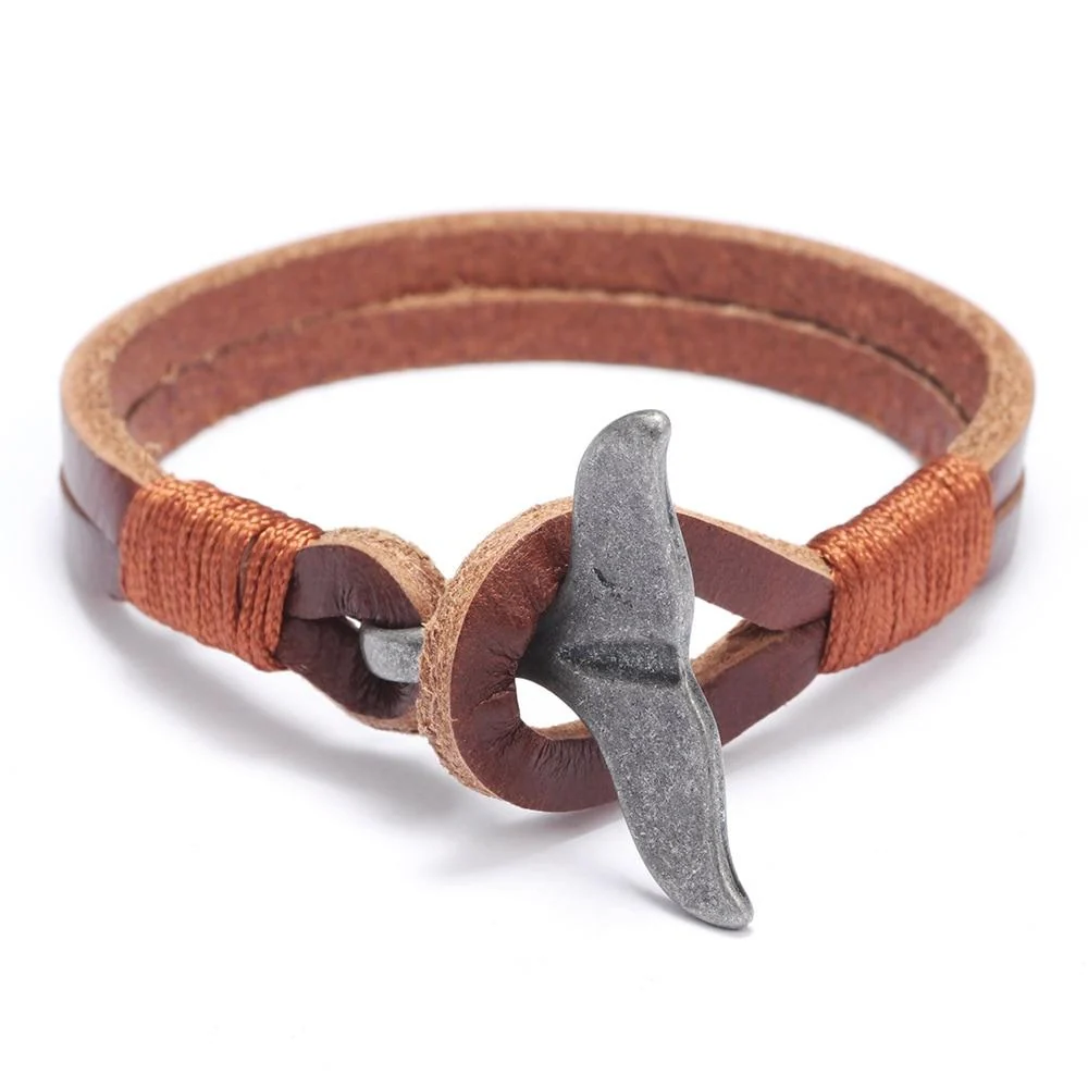World-Class Whale Tail Solid Leather Bracelet Recyclable