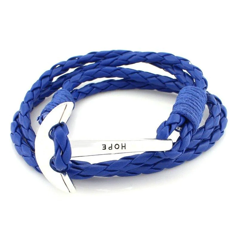 Powerful Hope Silver Anchor Leather Bracelet Consistent
