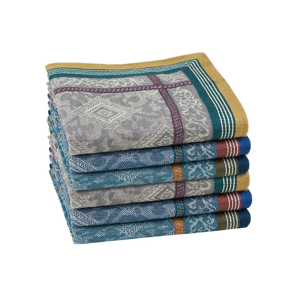 Artisan 6 Pieces Jacquard Cotton Handkerchief Set Relaxed