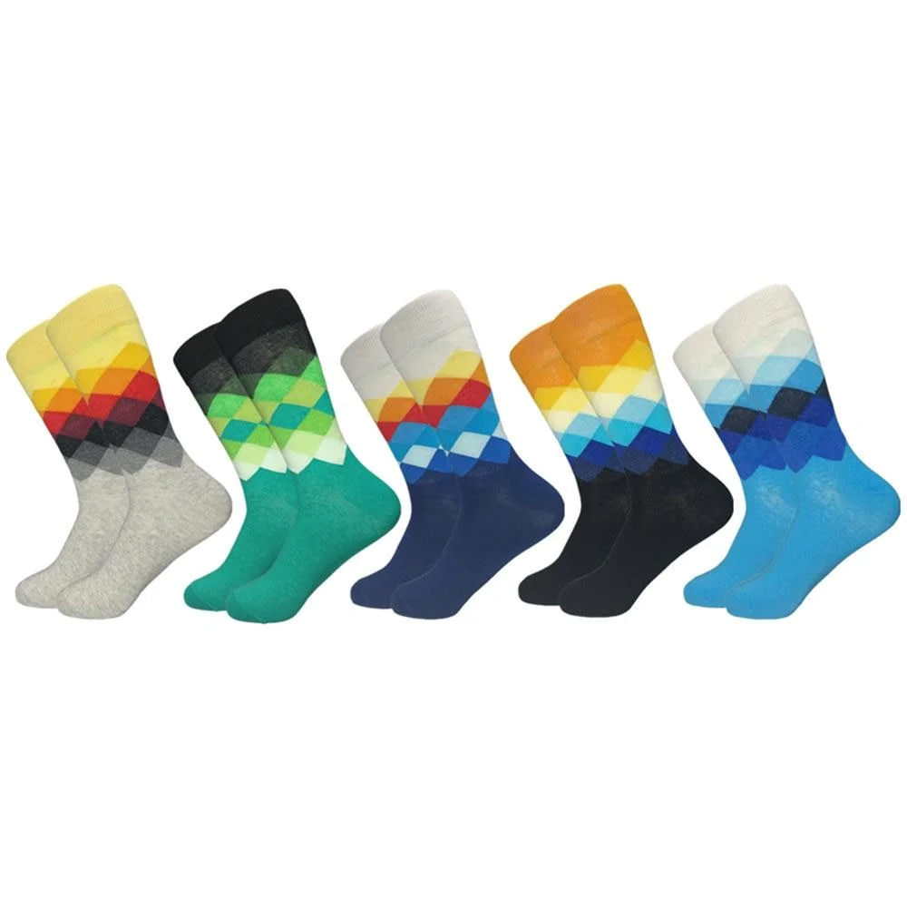 Consistent High French Cotton Casual Plaid Socks 5 pairs Efficient