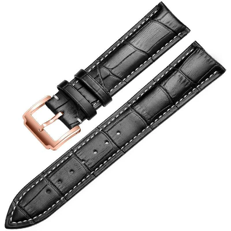 Clean Horace Black Stitched Calfskin Classic Watch Strap Solid