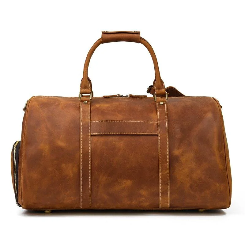 Smooth Jonathan Crazy Horse Leather Duffel Bag With Shoe Pocket Fine